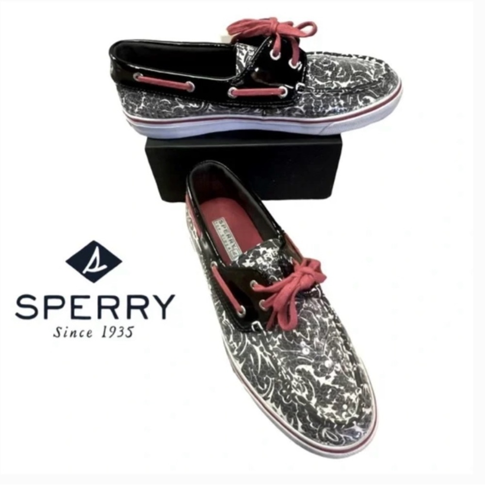 ⚓️ SPERRY Sz 7 Topsider sequin boat shoe deck coastal beach flats slip-on EUC